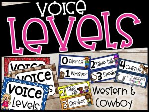 Cowboy and Western Theme Voice Level Poster and Cards - Cowboy Theme