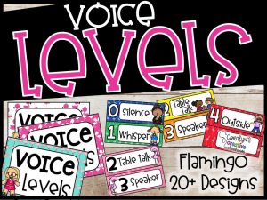 Flamingo Theme Voice Level Poster and Cards - Flamingo Theme