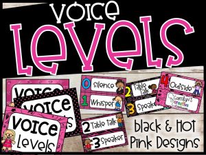 Black and Hot Pink Theme Voice Level Poster and Cards - Black and Pink Theme