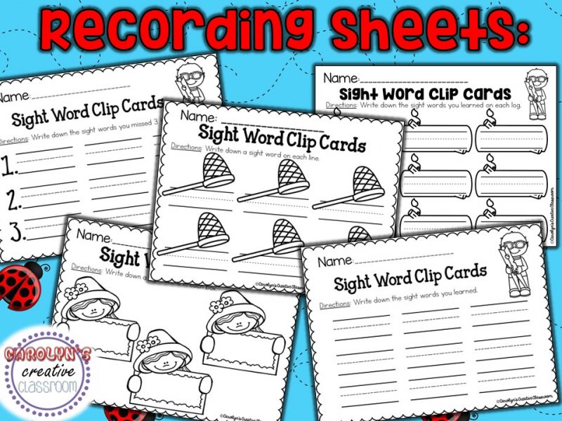 Spring Clip Card Literacy Center – Sight Word Clip Cards – 110 Sight ...
