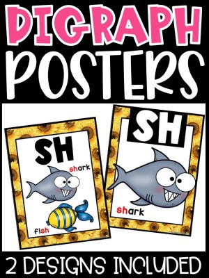 Sunflower 2 Digraph Posters - Sound Wall Digraphs