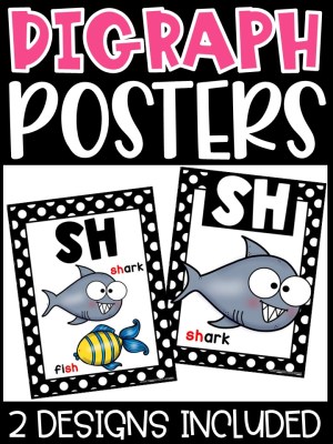 Polka Dot Black and White Digraph Posters - Sound Wall Digraphs