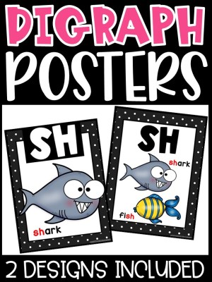 Polka Dot Black and White 2 Digraph Posters - Sound Wall Digraphs