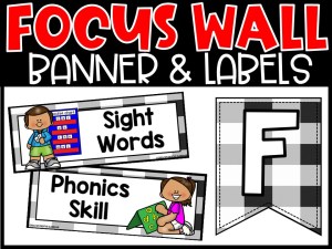 Plaid Black Reading Focus Wall and Banner