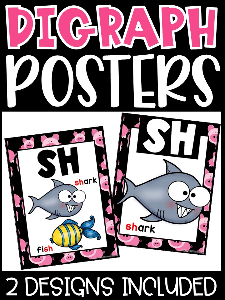 Pigs 2 Digraph Posters - Sound Wall Digraphs
