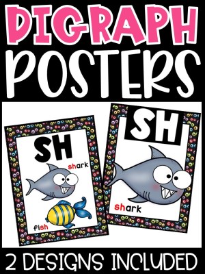 Monster 1 Digraph Posters - Sound Wall Digraphs