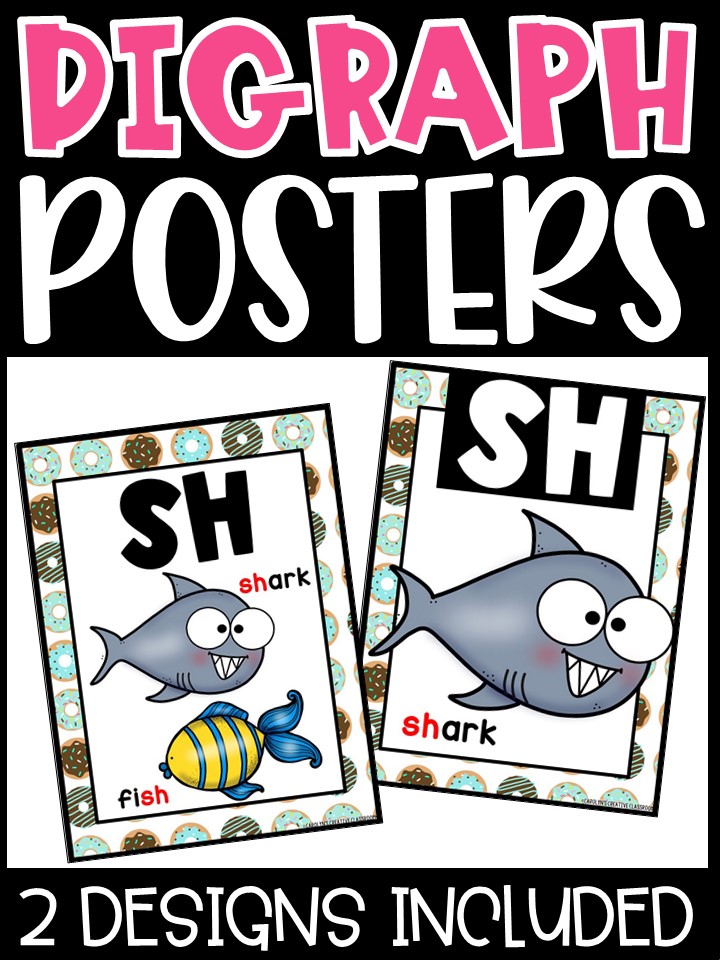 Donut Teal Digraph Posters - Sound Wall Digraphs