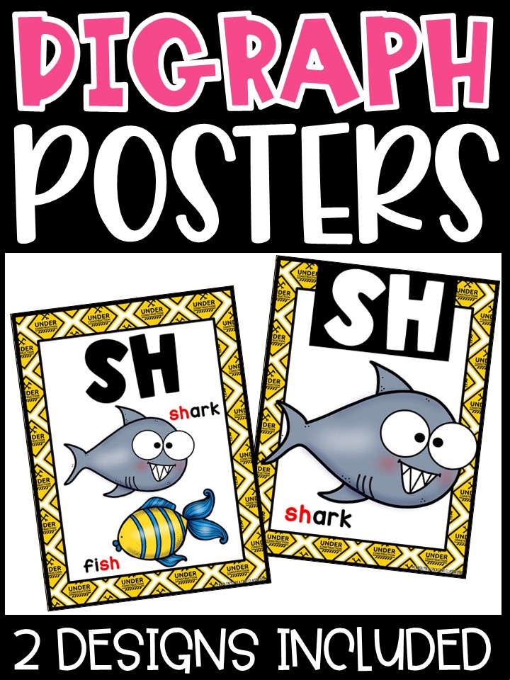 Construction Signs 1 Digraph Posters - Sound Wall Digraphs