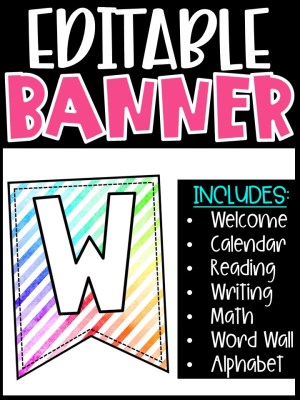 Editable Classroom Banners - Match Your Classroom Theme [Watercolor Stripes]