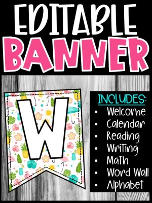 Editable Classroom Banners - Match Your Classroom Theme [Tropical Flamingo]