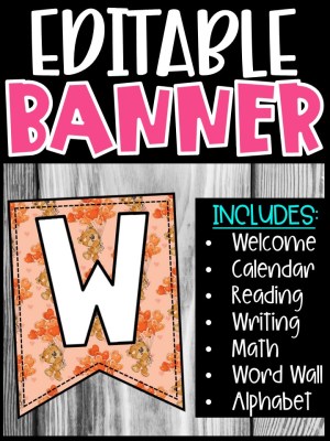 Editable Classroom Banners - Match Your Classroom Theme [Teddy Bear]