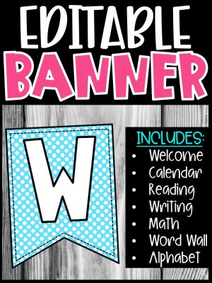 Editable Classroom Banners - Match Your Classroom Theme [Teal Polka Dots]