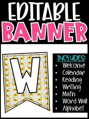 Editable Classroom Banners - Match Your Classroom Theme [Sunflower 1]