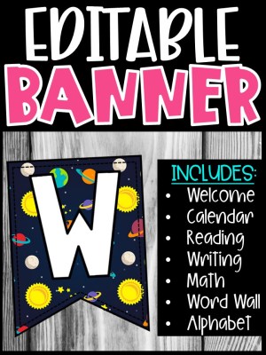 Editable Classroom Banners - Match Your Classroom Theme [Space set 2]