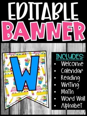 Editable Classroom Banners - Match Your Classroom Theme [School Owls]