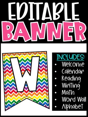 Editable Classroom Banners - Match Your Classroom Theme [Rainbow 6]