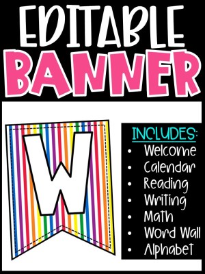 Editable Classroom Banners - Match Your Classroom Theme [Rainbow 5]
