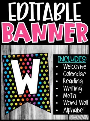 Editable Classroom Banners - Match Your Classroom Theme [Rainbow 4]