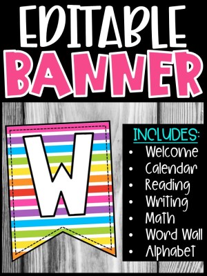 Editable Classroom Banners - Match Your Classroom Theme [Rainbow 3]