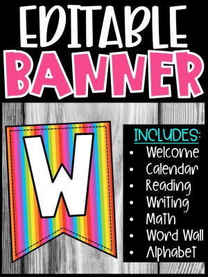 Editable Classroom Banners - Match Your Classroom Theme [Rainbow 2]