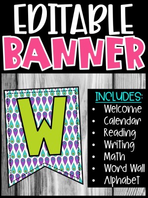 Editable Classroom Banners - Match Your Classroom Theme [Peacock]