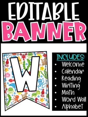 Editable Classroom Banners - Match Your Classroom Theme [Ocean set 3]