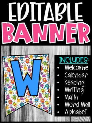 Editable Classroom Banners - Match Your Classroom Theme [Monster 2]