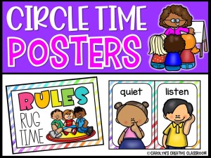 Carpet Rules Posters | Circle Time Rules Posters [Watercolor Stripes]
