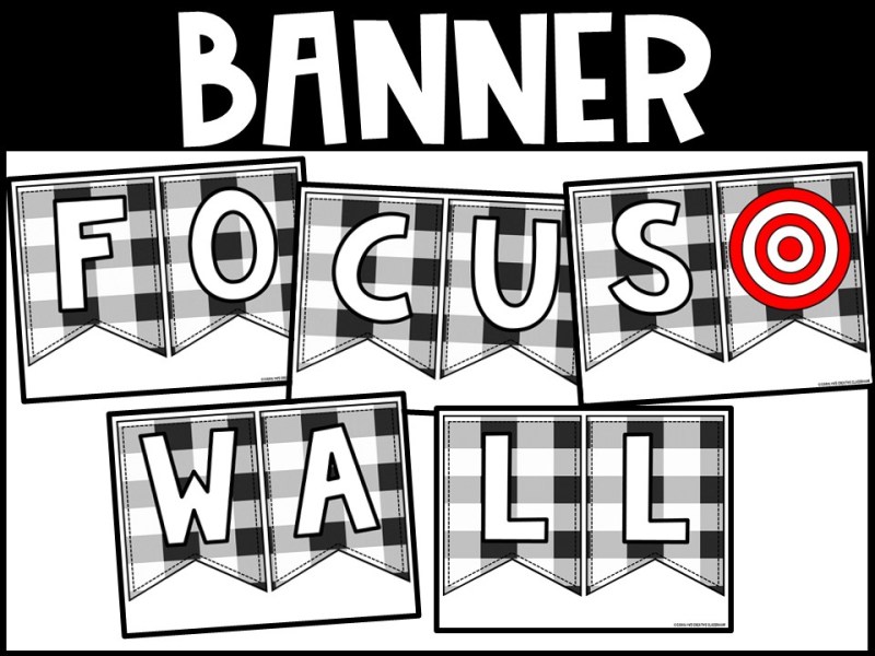 Plaid Black Reading Focus Wall and Banner