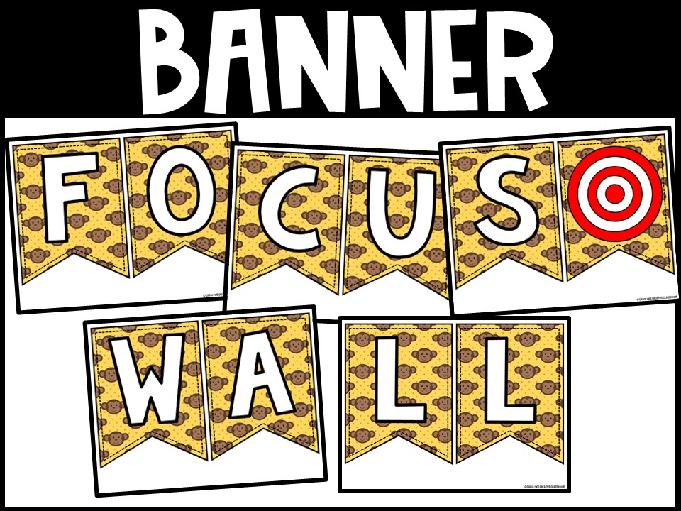 Monkey Reading Focus Wall and Banner - Image 2