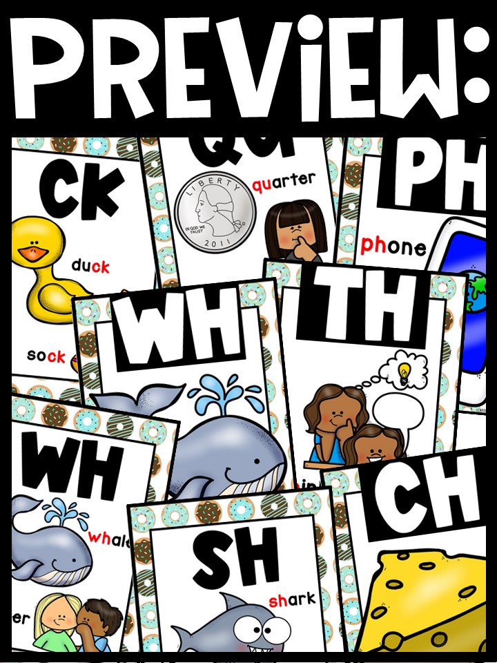 Donut Teal Digraph Posters - Sound Wall Digraphs - Image 2