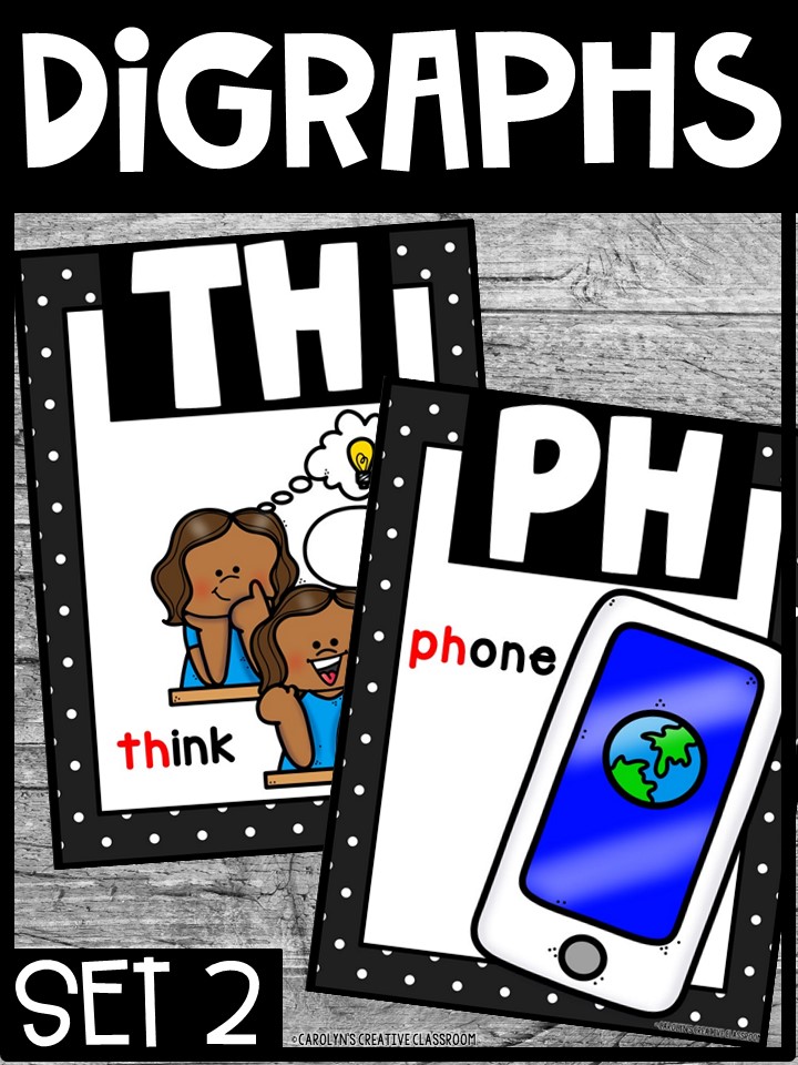 Polka Dot Black and White 2 Digraph Posters - Sound Wall Digraphs - Image 5