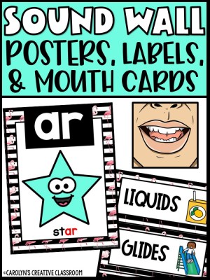 Sound Wall - Phoneme with Mouth Examples (Tropical Flamingo 2 Theme)