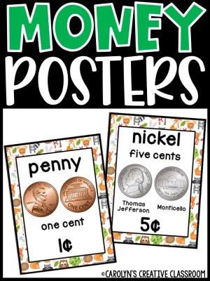 US Money Posters - Coin and Dollar Posters | Woodland Animals 2 Classroom Decor
