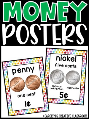 US Money Posters - Coin and Dollar Posters | Stars Classroom Decor
