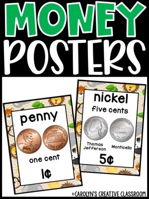 US Money Posters - Coin and Dollar Posters | Sarfari 3 Classroom Decor