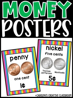 US Money Posters - Coin and Dollar Posters | Rainbow 2 Classroom Decor