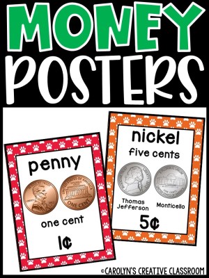US Money Posters - Coin and Dollar Posters | Pawprints Classroom Decor