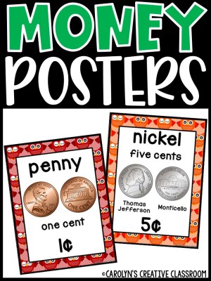 US Money Posters - Coin and Dollar Posters | Owl 3 Classroom Decor