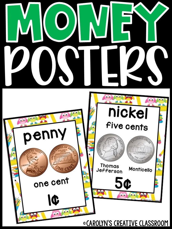 US Money Posters - Coin and Dollar Posters | Owl 1 Classroom Decor