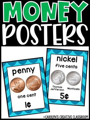 US Money Posters - Coin and Dollar Posters | Ocean 1 Classroom Decor