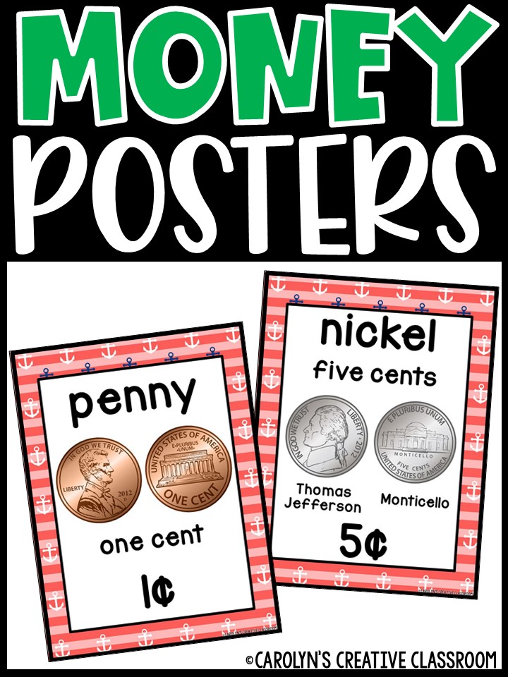 US Money Posters - Coin and Dollar Posters | Nautical 1 Classroom Decor