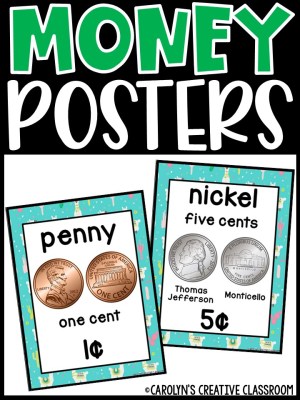 US Money Posters - Coin and Dollar Posters | Llama Classroom Decor