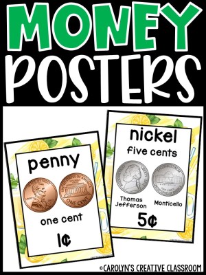 US Money Posters - Coin and Dollar Posters | Lemon 3 Classroom Decor