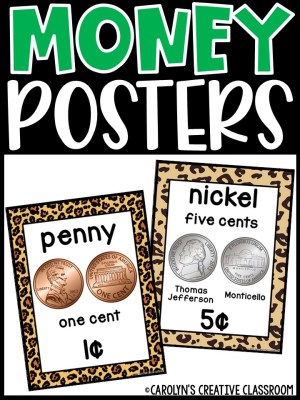 US Money Posters - Coin and Dollar Posters | Jungle Classroom Decor