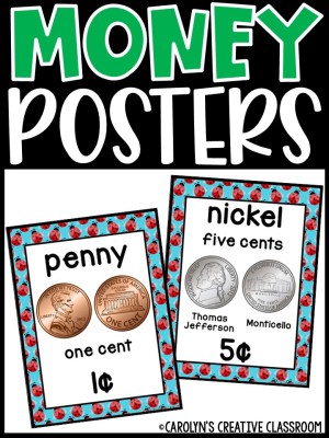 US Money Posters - Coin and Dollar Posters | Ladybug 1 Classroom Decor