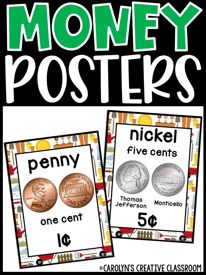 US Money Posters - Coin and Dollar Posters | Garden Classroom Decor