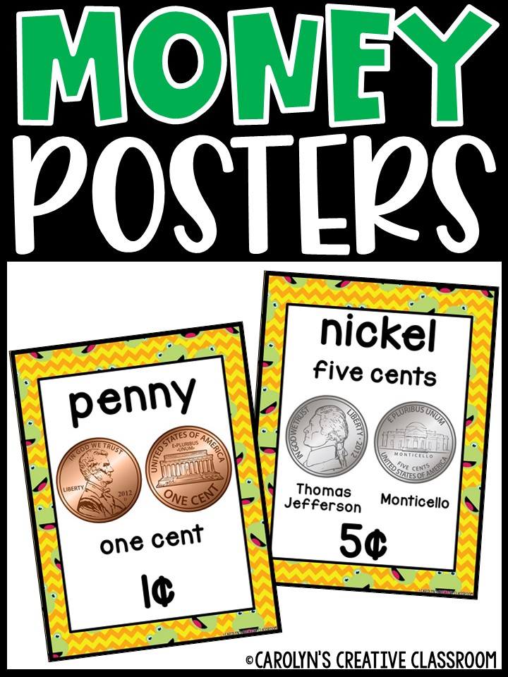 US Money Posters - Coin and Dollar Posters | Frog 5 Classroom Decor