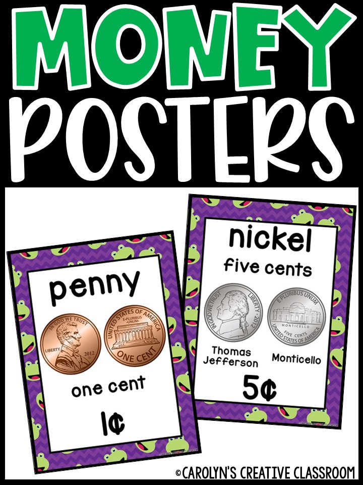 US Money Posters - Coin and Dollar Posters | Frog 4 Classroom Decor