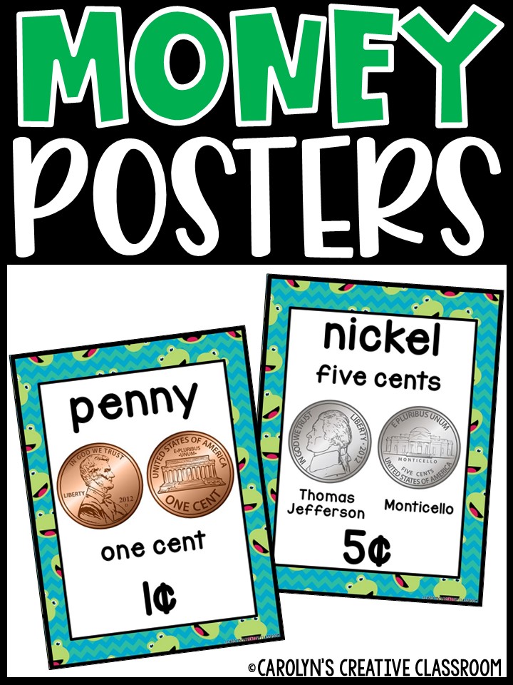 US Money Posters - Coin and Dollar Posters | Frog 3 Classroom Decor